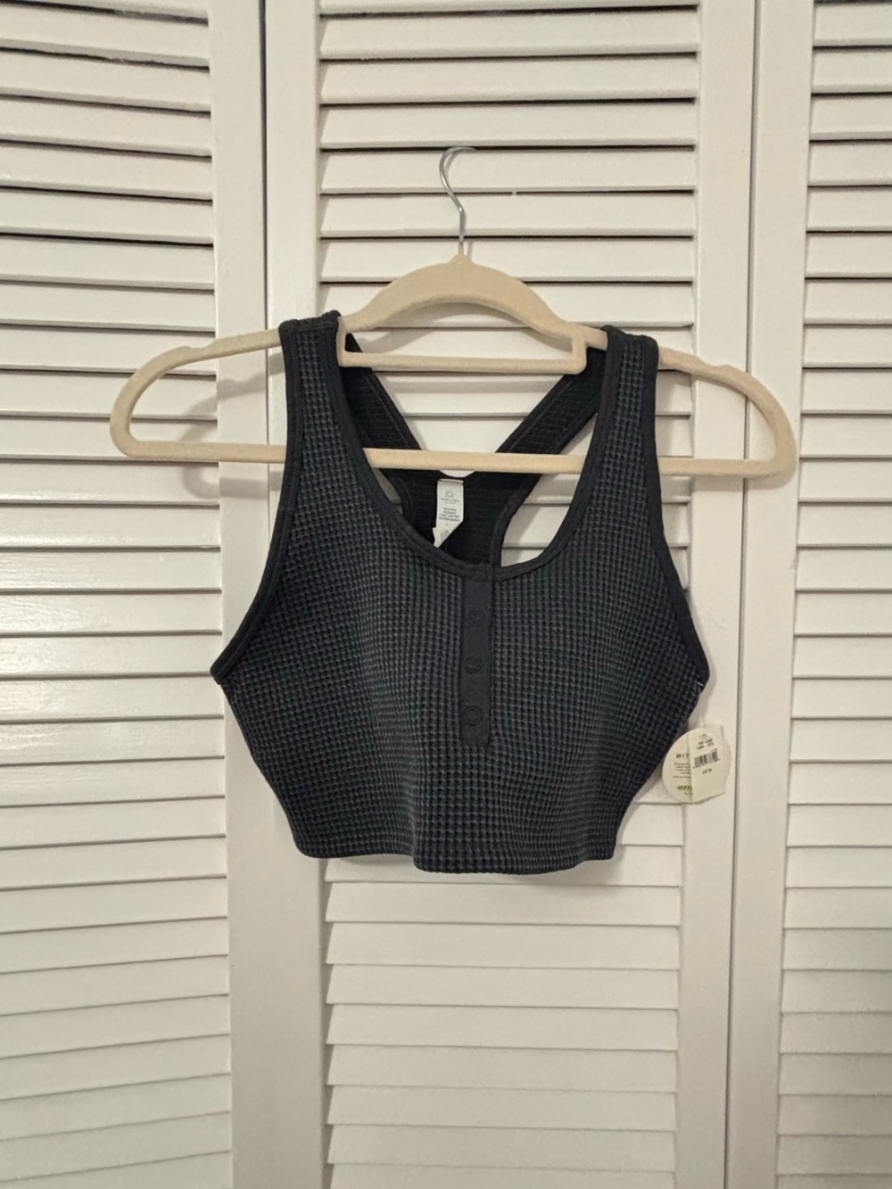 OFFLINE by Aerie Main Squeeze Seamless Waffle Snap Sports Bra Black NWT Medium